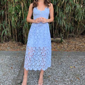 Spring / Summer Light Blue Dress - Lace A Line Midi
